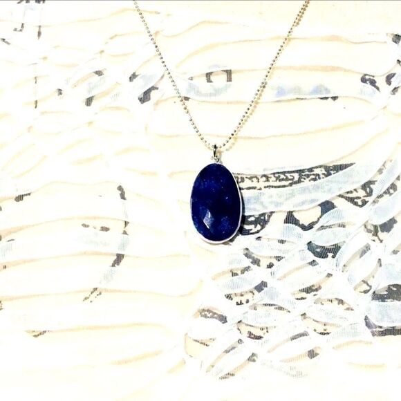 Blue Lapis Lazuli Gemstone Sterling Silver Pendant Ball Lanyard Necklace NEW - Picture 2 of 3